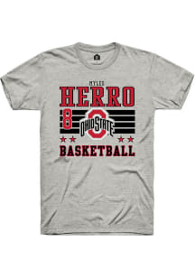 Myles Herro Ohio State Buckeyes Ash NIL Striped Short Sleeve Player T Shirt