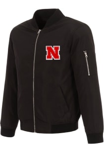 Nebraska Cornhuskers Mens Black Nylon Bomber Medium Weight Jacket