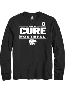 Linkon Cure K-State Wildcats Black Football NIL Stacked Box Long Sleeve Player T Shirt