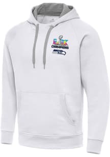 Antigua Seattle Seahawks Mens White 2025 Super Bowl Champions Victory Long Sleeve Hoodie