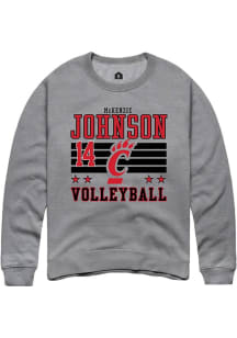 McKenzie Johnson Cincinnati Bearcats Mens Grey NIL Striped Player Crew