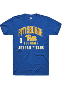 Jordan Fields Pitt Panthers Blue Football NIL Arch Logo Short Sleeve Player T Shirt