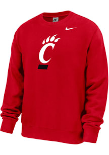 Nike Cincinnati Bearcats Mens Red Primary Logo Long Sleeve Crew Sweatshirt
