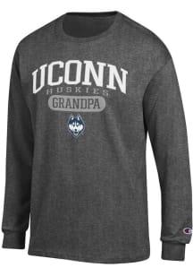 Champion UConn Huskies Charcoal Pill Box Grandpa Jersey Long Sleeve T Shirt