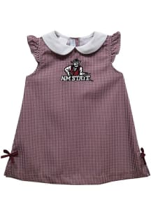 Vive La Fete New Mexico State Aggies Baby Girls Crimson Gingham Short Sleeve Dress