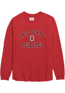 Ohio State Buckeyes Womens Red Throwback LS Tee
