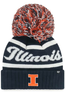 47 Illinois Fighting Illini Navy Blue Spirited Cuff Pom Womens Knit Hat