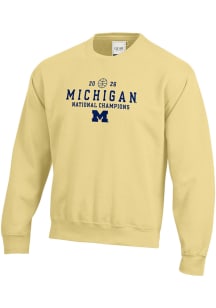 Michigan Wolverines Mens Yellow 2026 Men's Basketball National Champions Embroidered Long Sleeve C..