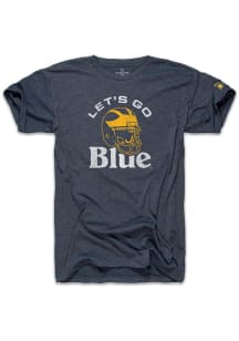 The Mitten State Michigan Wolverines Navy Blue Football Football Let's Go Blue Short Sleeve Fashio..