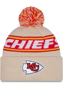 New Era Kansas City Chiefs White DL Team Slogan Pom Cuff Youth Knit Hat