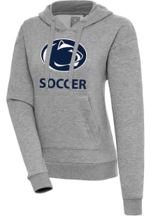 Antigua Penn State Nittany Lions Womens Grey Heather Soccer  Victory Hooded Sweatshirt