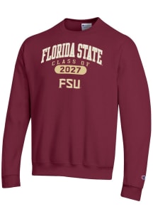 Champion Florida State Seminoles Mens Red Class of 2027 Powerblend Long Sleeve Crew Sweatshirt