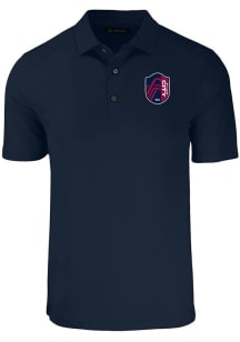 Cutter and Buck St Louis City SC Mens Navy Blue Forge Recycled Short Sleeve Polo