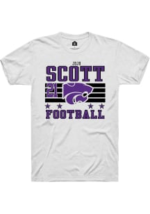 jojo scott K-State Wildcats White Football NIL Striped Short Sleeve Player T Shirt
