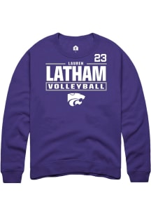 Lauren Latham K-State Wildcats Mens Purple NIL Stacked Box Player Crew