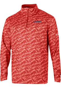 Columbia UConn Huskies Mens Red Heat Seal Printed Wickham Hills Long Sleeve Qtr Zip Pullover