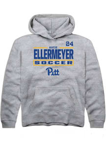 Katie Ellermeyer Rally Pitt Panthers Youth NIL Stacked Box Long Sleeve Player Hoodie Grey