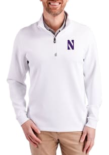 Cutter and Buck Northwestern Wildcats Mens Purple Traverse Long Sleeve Qtr Zip Pullover