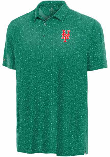 Antigua New York Mets Mens Green Luckey Run Short Sleeve Polo