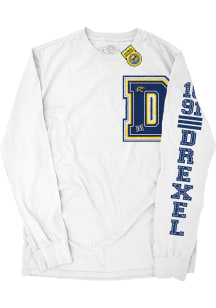Drexel Dragons White Redux Letterman Long Sleeve T Shirt
