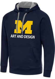 Antigua Michigan Wolverines Mens Navy Blue Michigan Art and Design Victory Long Sleeve Hoodie
