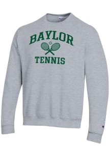 Champion Baylor Bears Mens Grey Heather Tennis Icon Powerblend Long Sleeve Crew Sweatshirt