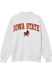Iowa State Cyclones Womens White Diana Mock Neck Crew Sweatshirt
