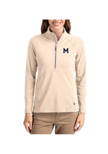 Cutter and Buck Michigan Wolverines Womens Brown Vault Adapt Eco Qtr Zip Pullover