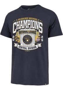47 Milwaukee Brewers Navy Blue 2025 Division Champions Franklin Short Sleeve Fashion T Shirt
