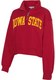 Iowa State Cyclones Womens Cardinal Cropped Sport Fleece Qtr Zip