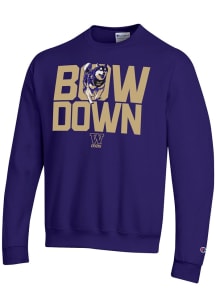 Champion Washington Huskies Mens Purple Arched Name Long Sleeve Crew Sweatshirt