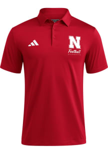 Adidas Nebraska Cornhuskers Mens Red Football Ultimate365 Football Short Sleeve Polo