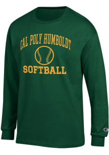 Champion Cal Poly Humboldt Lumberjacks Green Softball Jersey Long Sleeve T Shirt