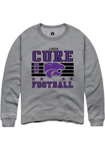 Linkon Cure K-State Wildcats Mens Grey Football NIL Striped Player Crew