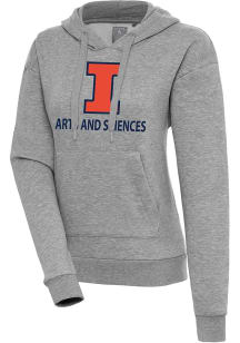 Antigua Illinois Fighting Illini Womens Grey Heather Illinois Arts and Sciences Victory Hooded Swe..