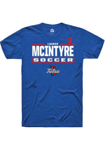Lauren McIntyre Tulsa Golden Hurricane Blue NIL Stacked Box Short Sleeve Player T Shirt