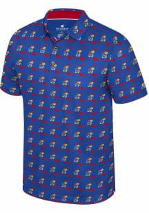 Colosseum Kansas Jayhawks Mens Blue Truthsayer Short Sleeve Polo
