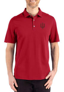 Cutter and Buck Indiana Hoosiers Mens Red Advantage Refresh Short Sleeve Polo