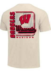 Wisconsin Badgers Ivory State Badge Short Sleeve T Shirt