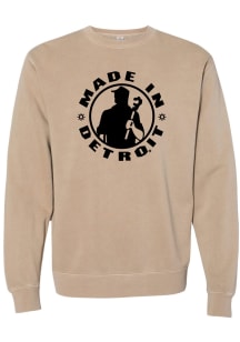 Made In Detroit Detroit Mens Brown Circle Icon Made in Long Sleeve Crew Sweatshirt