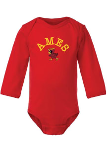 Summit Sportswear Iowa State Cyclones Baby Cardinal Ames Arched Wordmark LS Tops LS One Piece