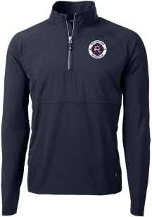 Cutter and Buck New England Revolution Mens Navy Blue Adapt Eco Hybrid Long Sleeve Qtr Zip Pullove..
