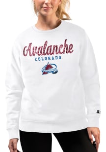 Starter Colorado Avalanche Womens White Script Crew Sweatshirt