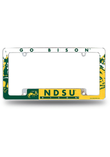 North Dakota State Bison Primary All Over Chrome License Plate Frame - White
