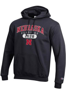 Champion Nebraska Cornhuskers Mens Black Class of 2028 Powerblend Long Sleeve Hoodie
