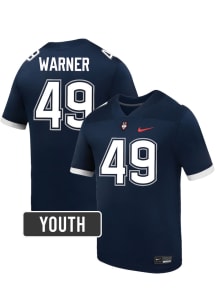 Tommy Warner UConn Huskies Youth Navy Blue Nike NIL Name And Number Football Jersey