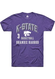 Brandie Harrod K-State Wildcats Purple NIL Arch Logo Short Sleeve Player T Shirt