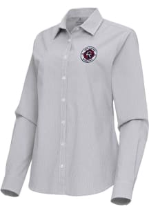 Antigua New England Revolution Womens Porter Long Sleeve Ash Dress Shirt