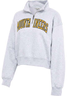 West Virginia Mountaineers Womens Ash Cropped Sport Fleece Qtr Zip