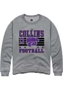 RJ Collins K-State Wildcats Mens Grey Football NIL Striped Player Crew